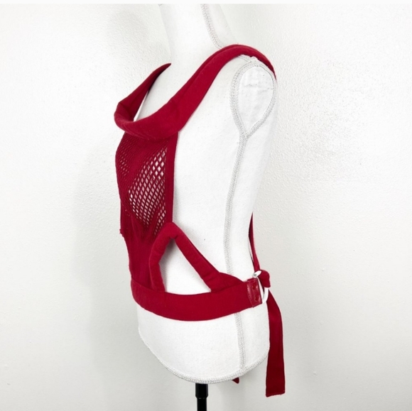 Vintage Mother's Joy Red Soft Lightweight Mesh Net Tie Back - Picture 2 of 4